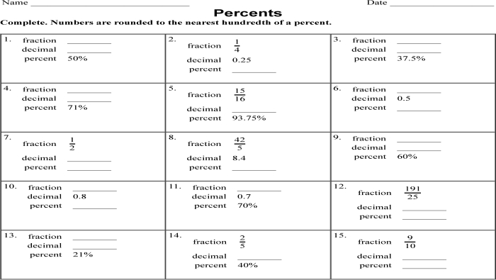 Converting Percents to Decimals Practice Worksheet 15 Fifth grade student completing a worksheet on converting percents to decimals