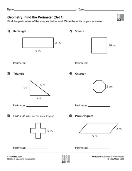 Third grade geometry worksheet for finding the perimeter of houses to determine the largest one