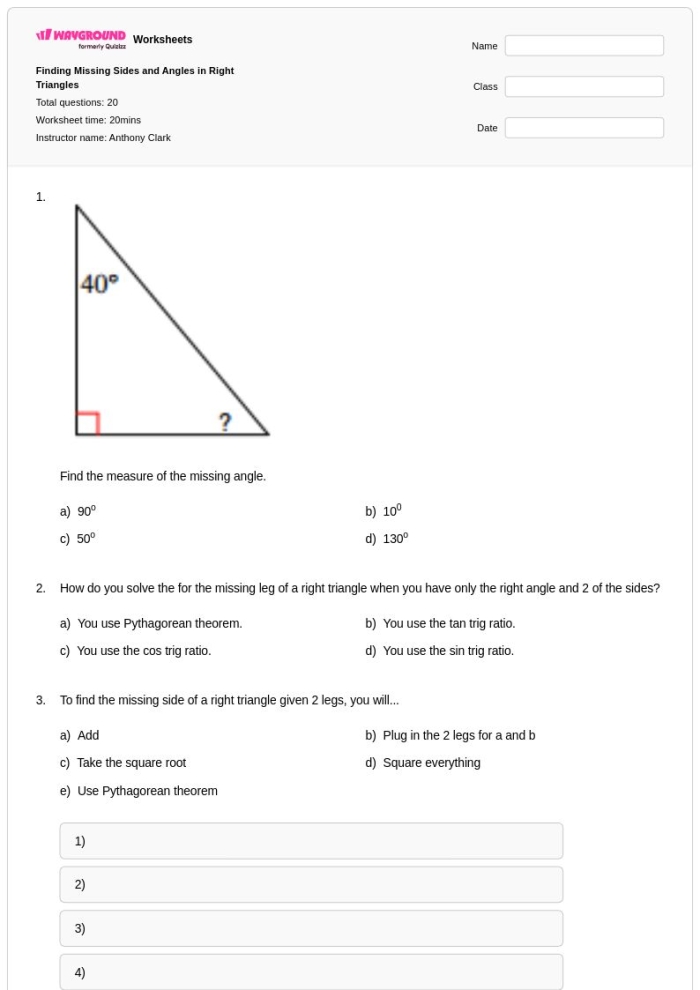 Third grade geometry worksheet showing shapes with missing sides for calculating perimeter