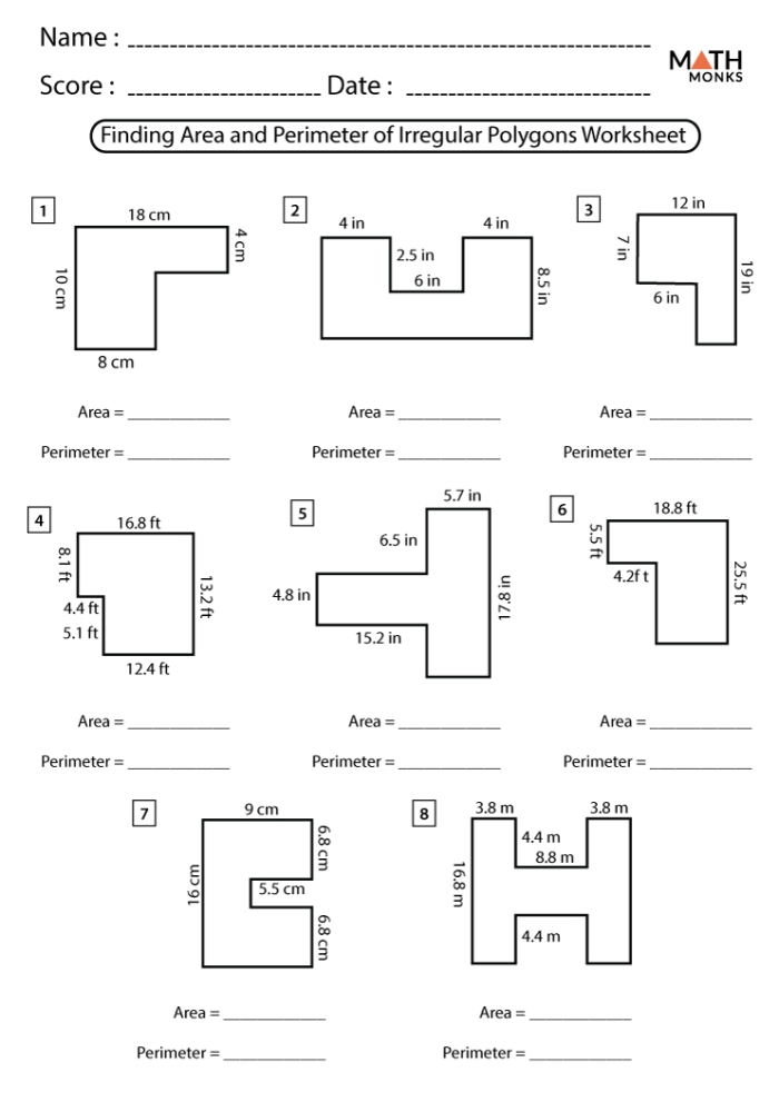 Word problems worksheet for third graders focusing on calculating the perimeter of various polygons