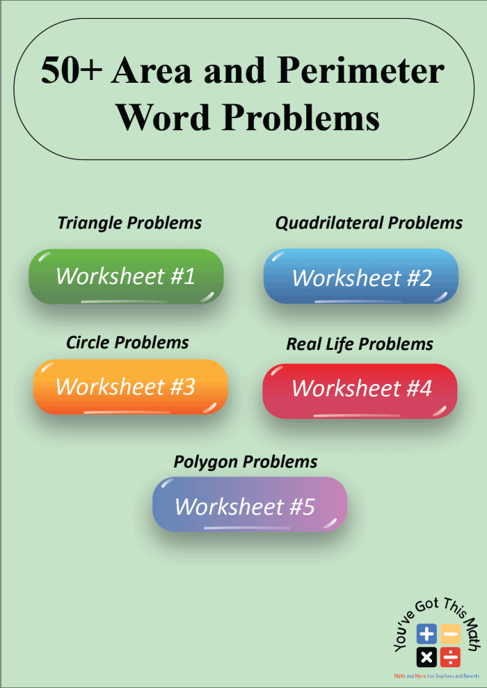 Worksheet featuring word problems on finding the perimeter of polygons for third graders