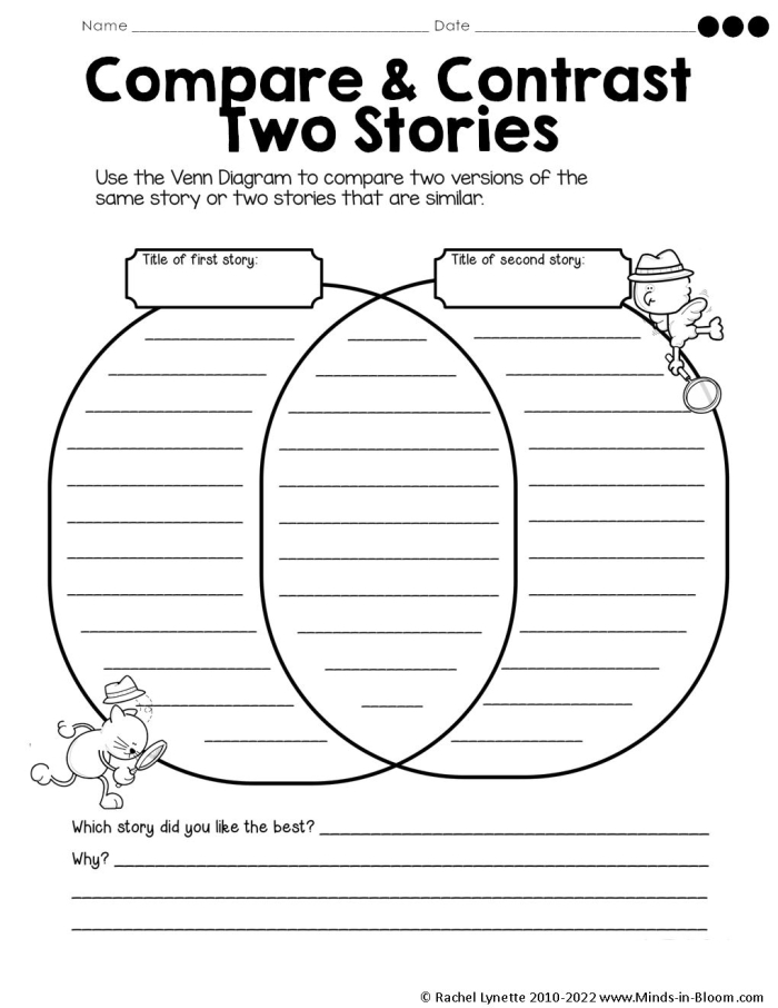 Fifth grade worksheet showing different adaptations of the Greek myth story of Persephone Two versions of the Persephone myth displayed side by side for comparison and contrast activity in fifth grade writing