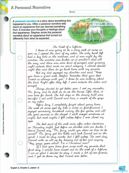 Second grade students organizing their personal narrative story ideas with a pre-writing planning guide and writing template