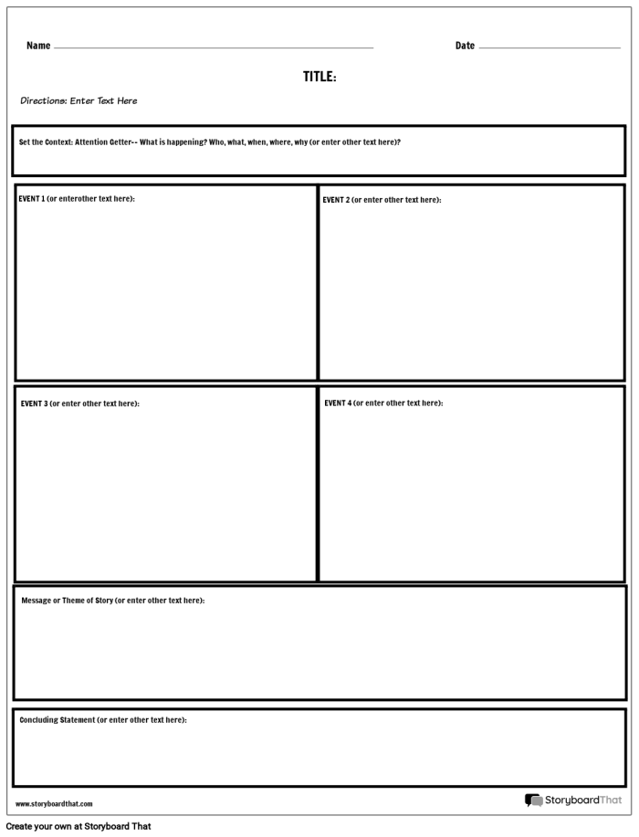 A second grade student worksheet template with sections for planning and writing a personal narrative story with guided prompts and writing lines