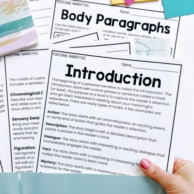 Second grade worksheet template for planning and writing a personal narrative story