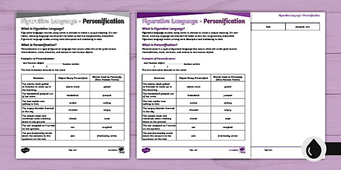 Personification to Enhance Writing Worksheet Grade 6 Activity 21 Sixth grade student using a personification to enhance writing worksheet