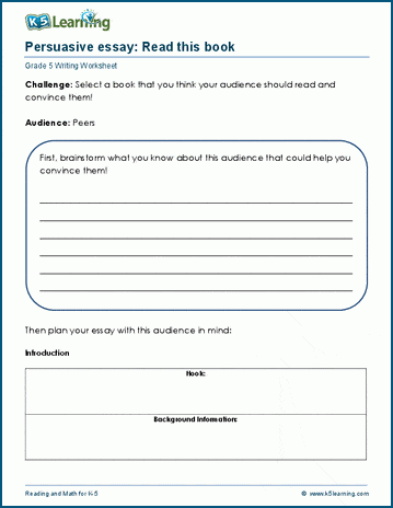 Worksheet guiding students in creating a persuasive paragraph for second graders