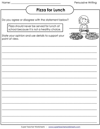 Worksheet for planning a persuasive paragraph for second graders