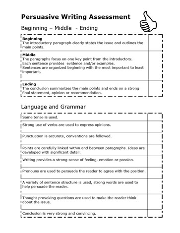 Worksheet for assessing persuasive writing skills in fourth grade students Persuasive writing assessment worksheet for fourth graders to evaluate their arguments