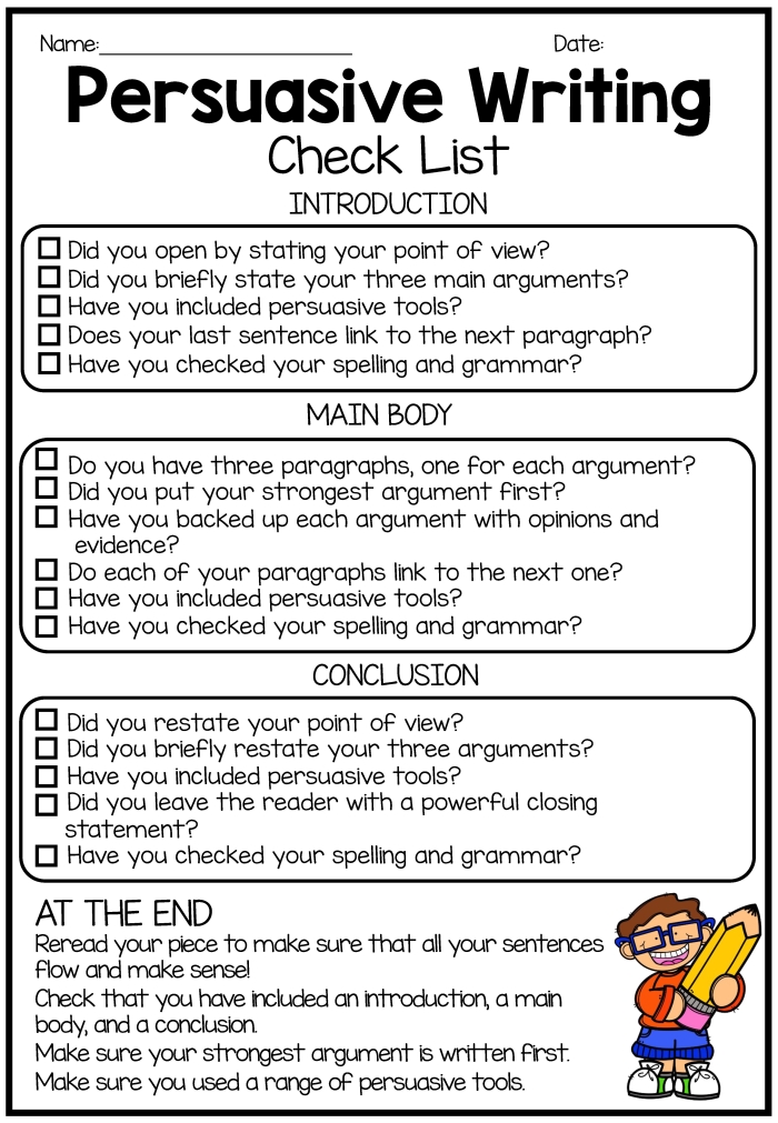 Worksheet for fourth graders on persuasive writing with a structured outline