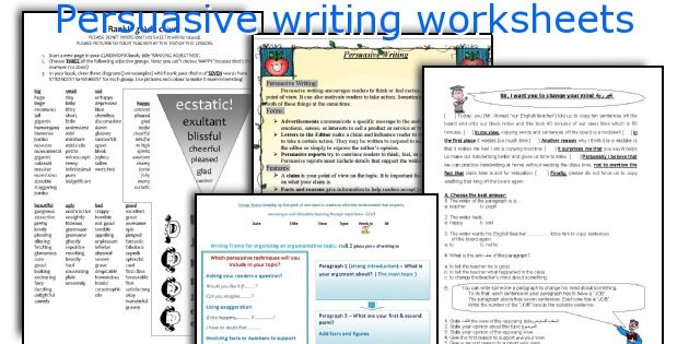 Persuasive Writing Guide worksheet for fourth graders focusing on structured paragraph writing