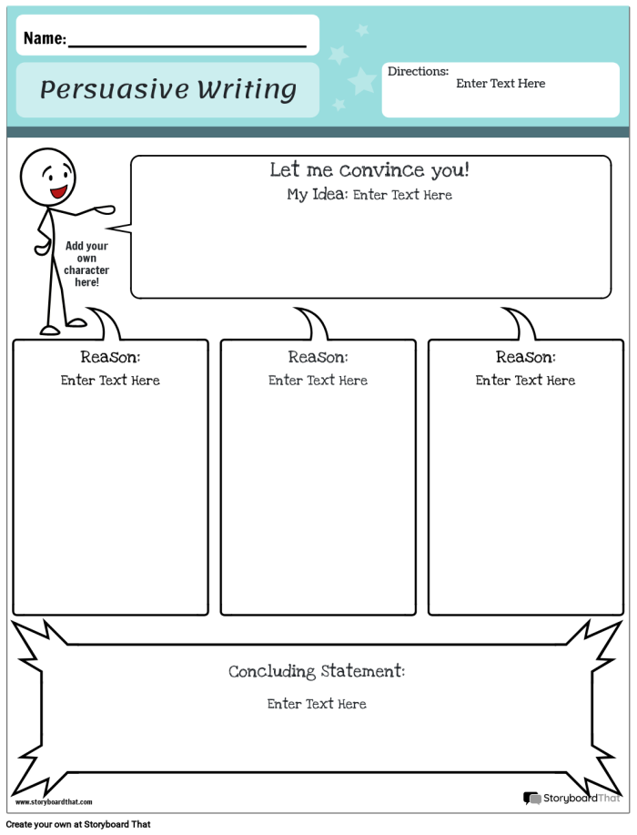 Persuasive Writing Guide worksheet for fourth graders focusing on structured paragraph outlines