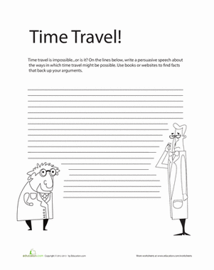 A fourth grade student worksheet featuring a persuasive writing prompt with colorful illustrations and lined spaces for responses