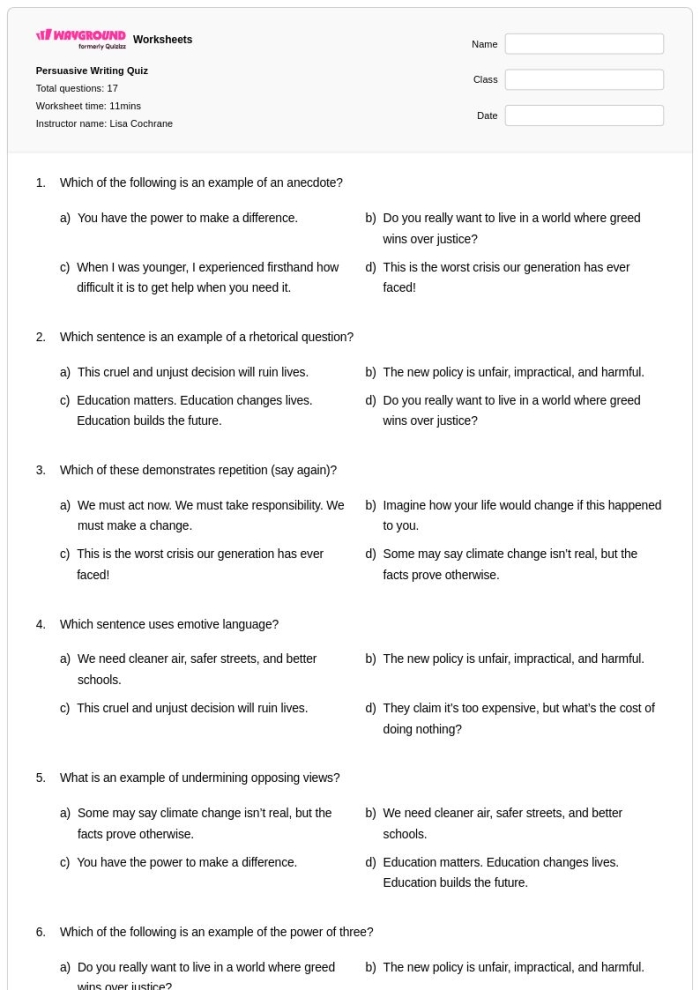 Worksheet for writing a persuasive paragraph about social media for third graders