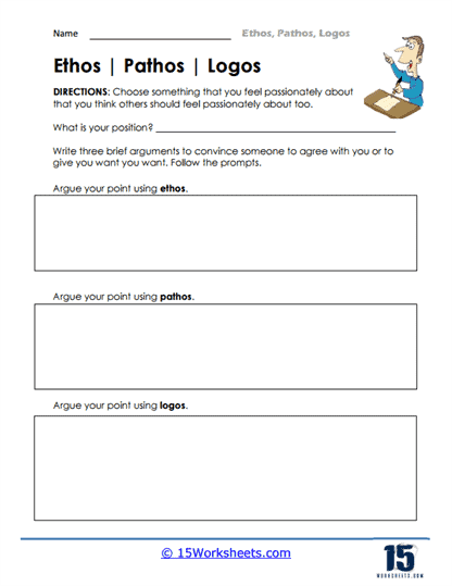 Rhetorical Appeals Pet Rock Mascot Worksheet Number 9 Seventh grade student working on a creative Pet Rock mascot design sheet to practice ethos pathos and logos