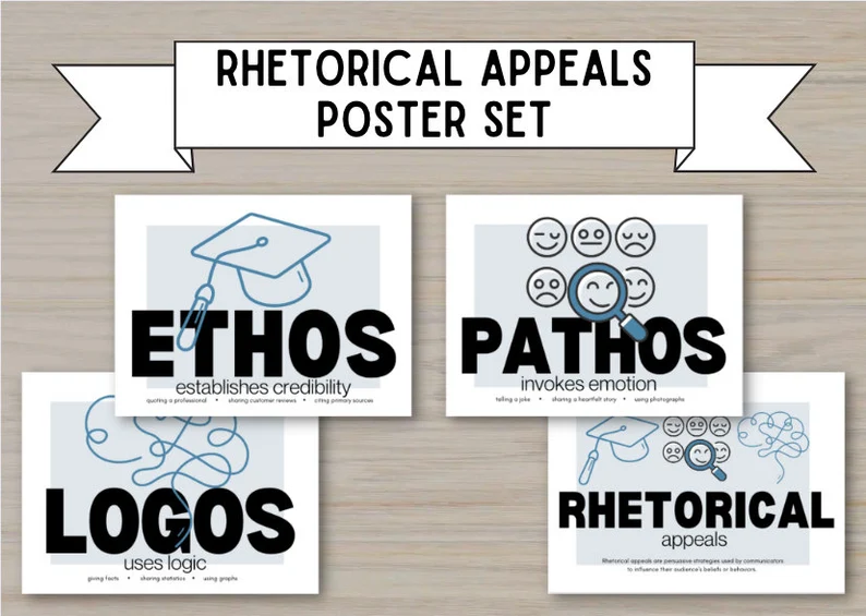 Pet Rock Mascot Rhetorical Appeals Worksheet Activity Image 4 Seventh grade students presenting their decorated pet rock designs with persuasive speech bubbles showing ethos pathos and logos appeals for mascot selection
