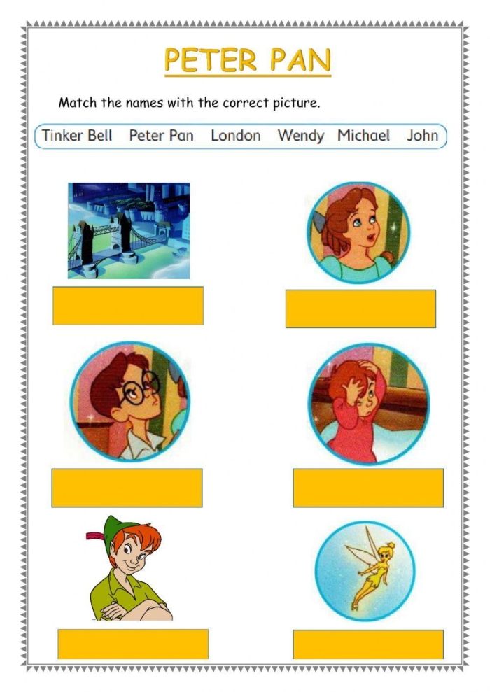 Fourth grade reading comprehension worksheet featuring a Peter Pan story theme 12