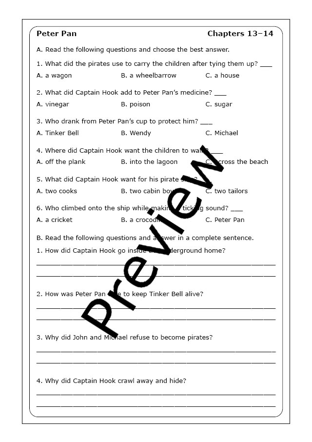 Reading Comprehension Peter Pan Worksheet 18 Syllable Exercise Fifth grade student completing a Peter Pan reading comprehension worksheet focused on syllable practice