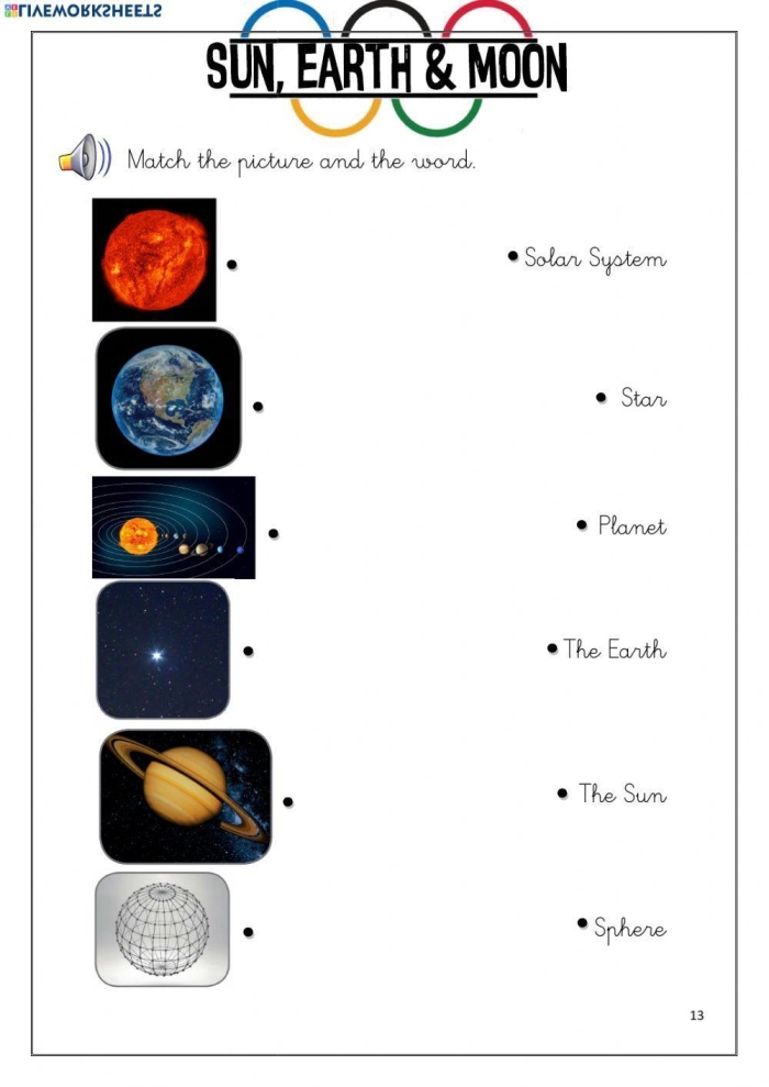 Phases of the Moon worksheet for sixth-grade students exploring the Earth-Sun-Moon system