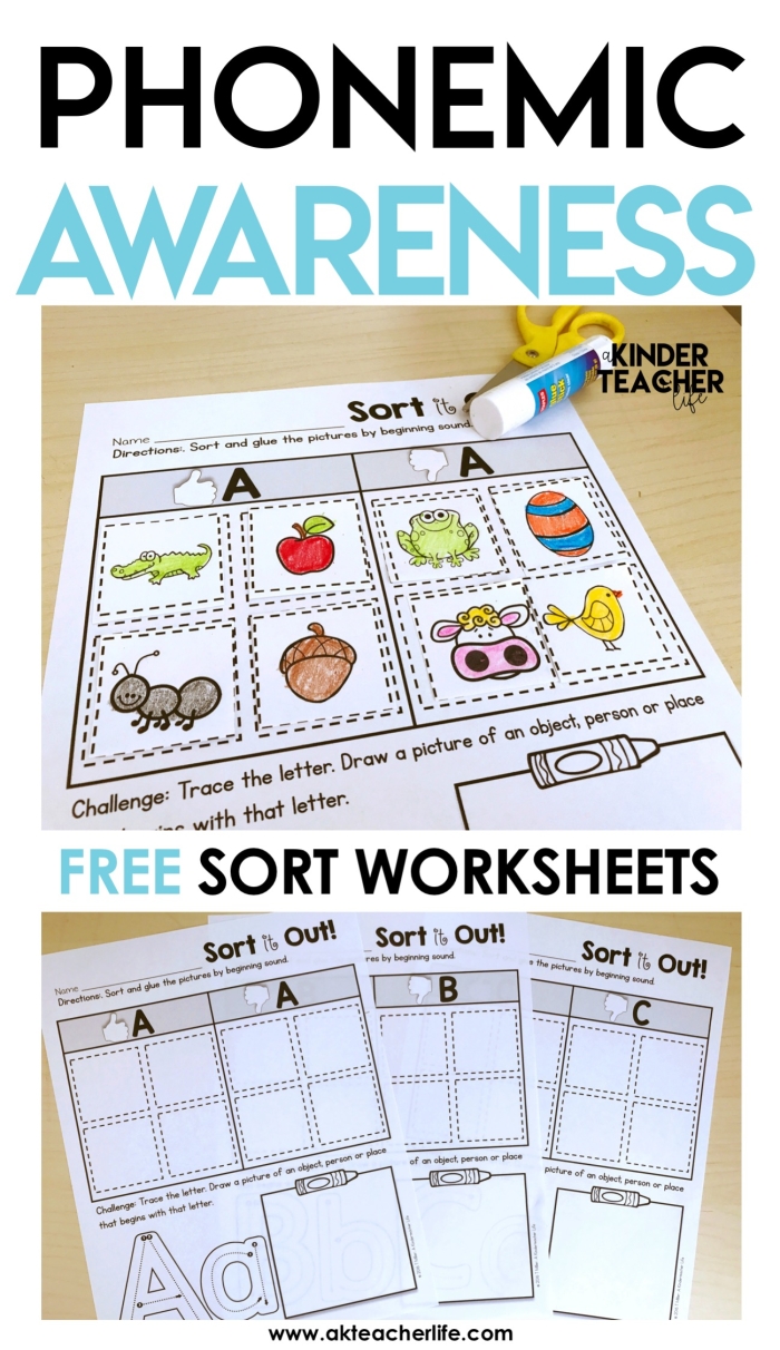 Worksheet for assessing phonemic awareness through rhyming words for kindergarten students
