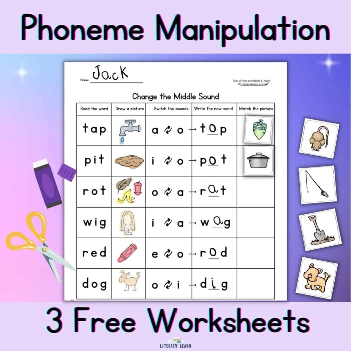 Worksheet for assessing phonemic awareness through rhyming words for kindergarten students