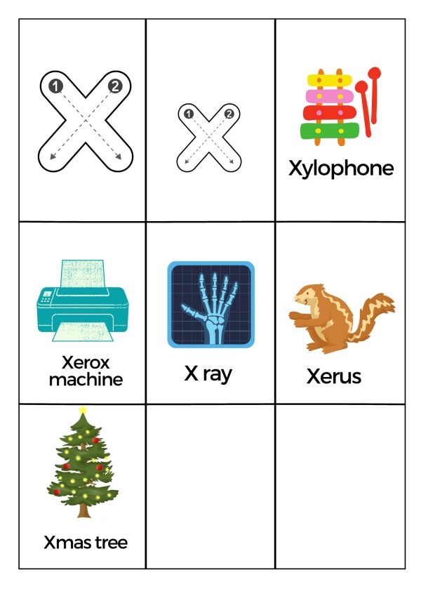 Worksheet featuring items that begin with the letter I for phonics practice