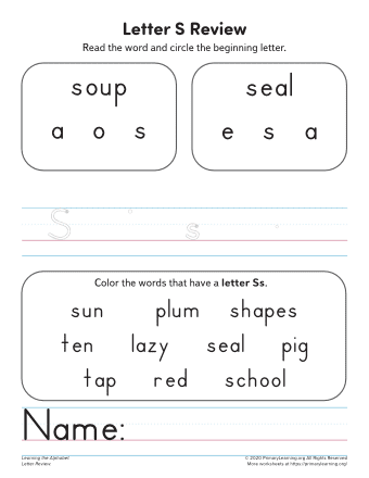 Worksheet featuring various objects that start with the letter S for phonics practice. Things that Start with S! worksheet for Pre-K kids to enhance their pre-reading skills.