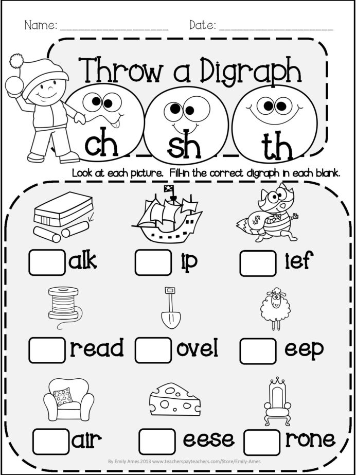 Engaging phonics worksheet for reinforcing word patterns in early readers Phonics Practice worksheet focusing on blends and digraphs for first graders