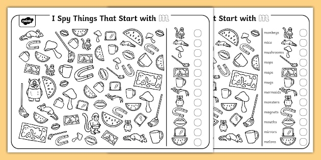 Worksheet featuring images of objects that begin with the letter M for phonics practice. Engaging phonics worksheet for Pre-K students to enhance reading skills.