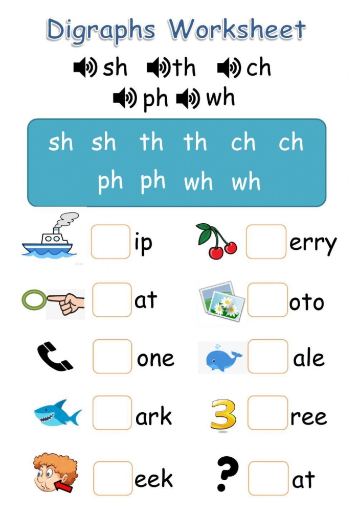 Engaging phonics review worksheet featuring challenging "ph" vocabulary Worksheet for practicing "ph" digraph words with second graders