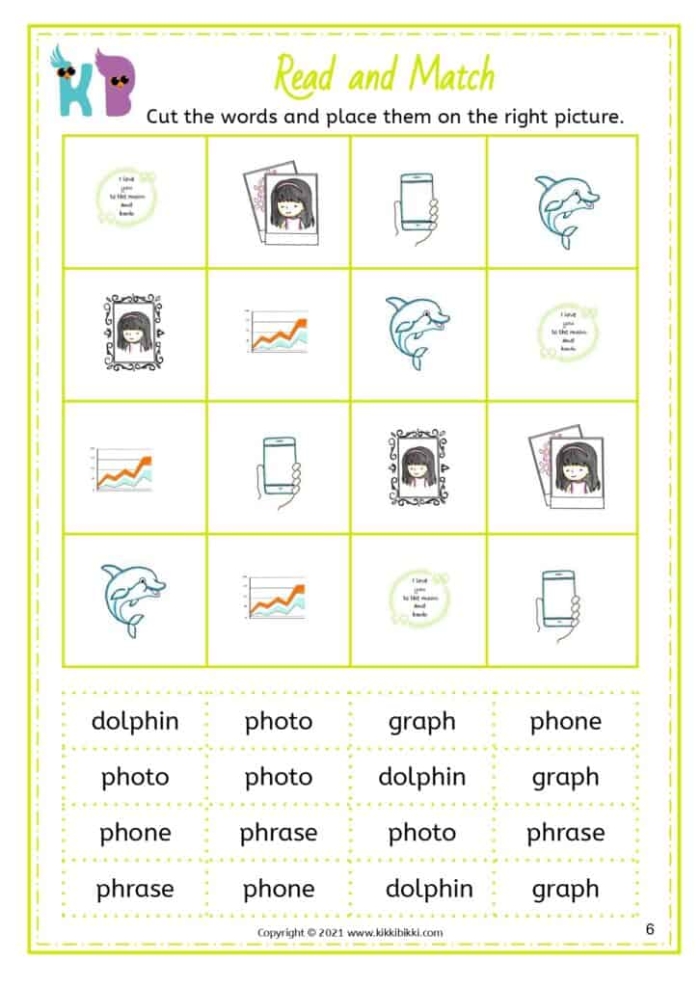 Engaging practice sheet to help children read tricky "ph" vocabulary words Phonics review worksheet for second graders focusing on "ph" digraph words