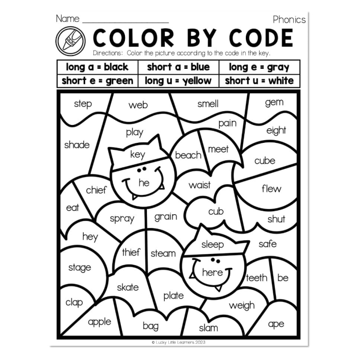First grade color by short vowel sound activity with pictures and words for phonics practice