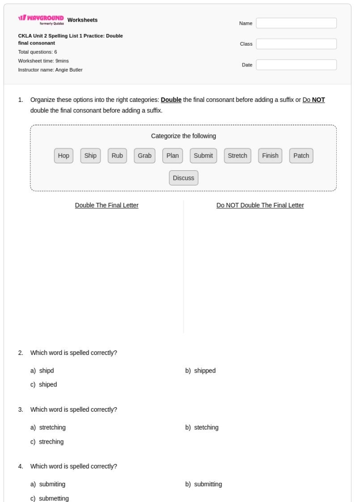 Phonics and Spelling Practice: Final -ch and -tch Consonant Clusters Worksheet Image 13 Worksheet for phonics and spelling practice focusing on -ch and -tch consonant clusters for fourth graders