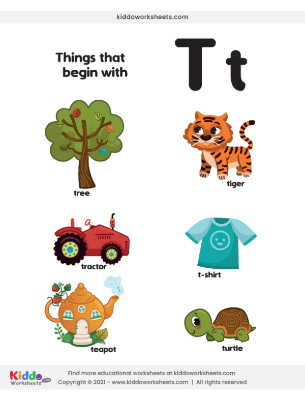Worksheet featuring items that begin with the letter I for phonics practice
