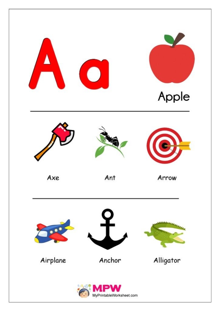Worksheet featuring items that begin with the letter I for phonics practice