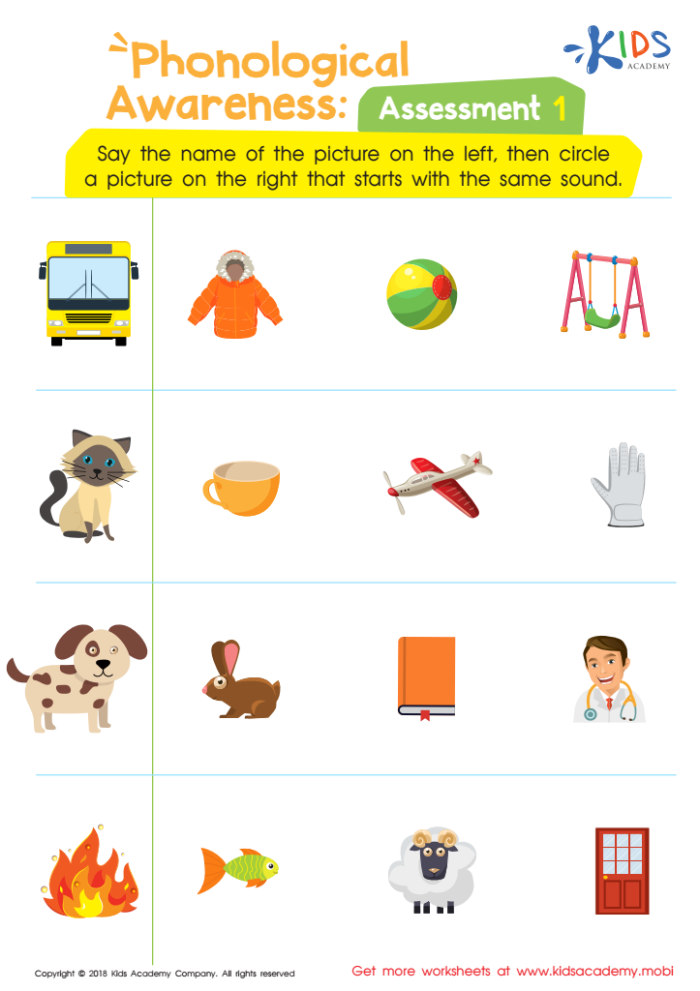Phonological Awareness Explained worksheet for kindergarten students illustrated with engaging visuals