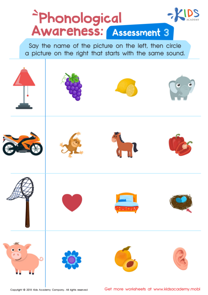 Visual guide illustrating phonological awareness concepts for kindergarten students