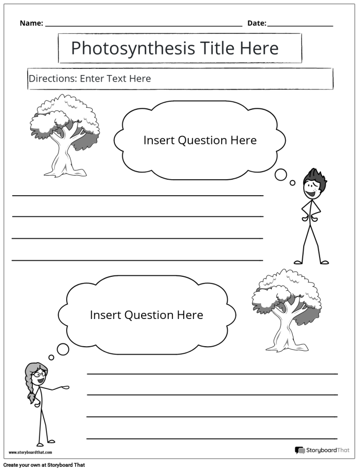 Photosynthesis for Kids Science Worksheet Two First grade science worksheet showing the process of photosynthesis for children