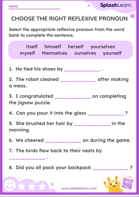 Third grade civics and government grammar worksheet focusing on selecting the correct pronouns for sentences