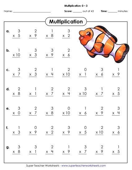 Third grade multiplication worksheet featuring colorful shapes to help students practice counting and math skills