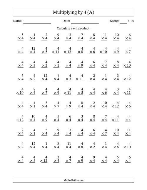 Picture Multiplication worksheet for Third Grade