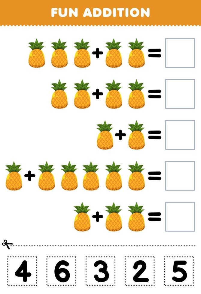 Pineapple Math worksheet featuring two-digit addition problems for second graders
