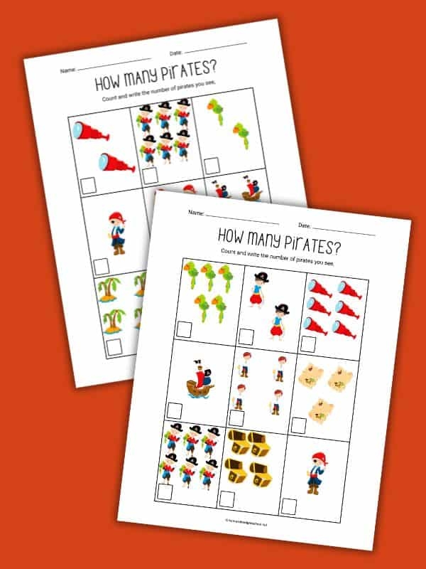 Pirate-themed worksheet for second graders focusing on number sense and three-digit counting