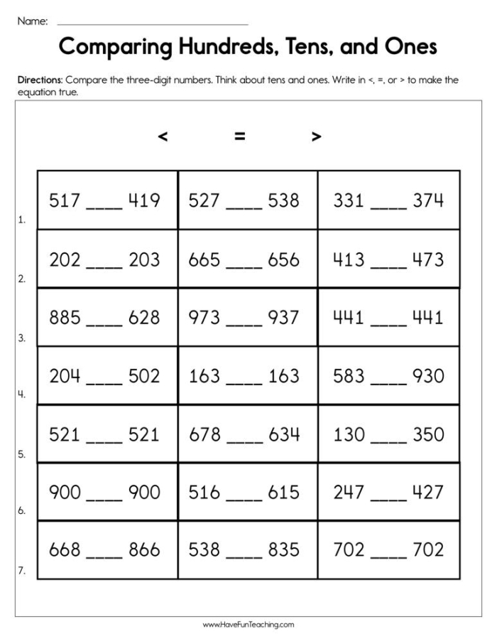 Second grade place value worksheet featuring blocks for hundreds tens and ones