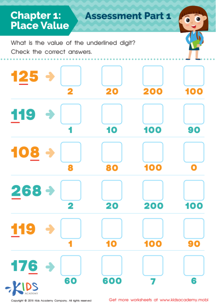 Grammar and Mechanics worksheet for Second Grade Worksheet assessing second graders' knowledge of three-digit place value and expanded form. Place Value Check-in worksheet for second grade math skills evaluation.