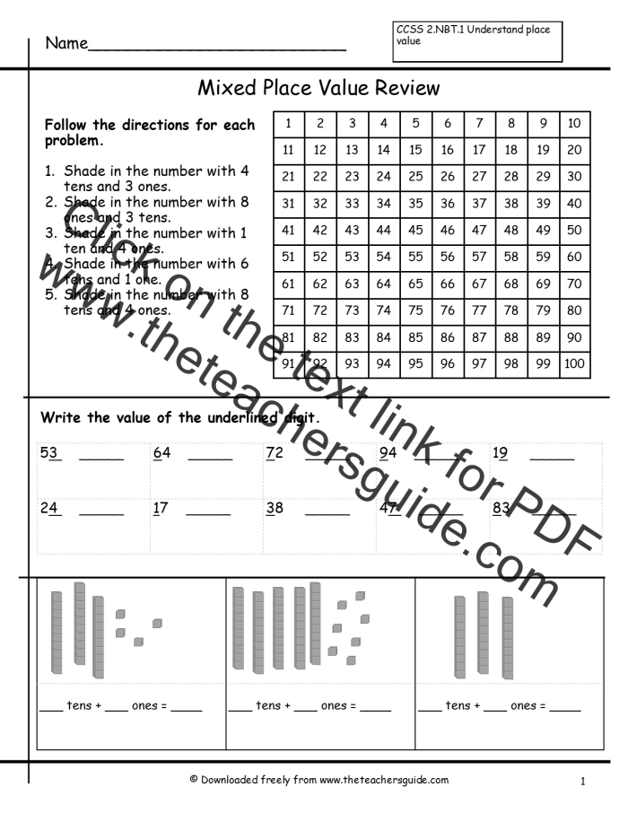 Place Value Check-in Worksheet for Second Grade Math Skills Assessment Worksheet for assessing second graders' understanding of place value in three-digit numbers