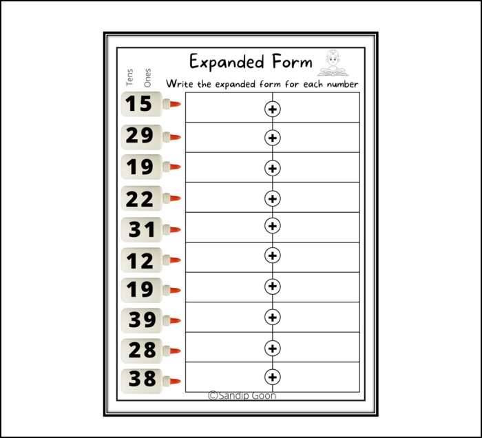 Place Value and Expanded Form Worksheet 21 Third grade math worksheet for practicing place value and expanded form from ones to hundred thousands