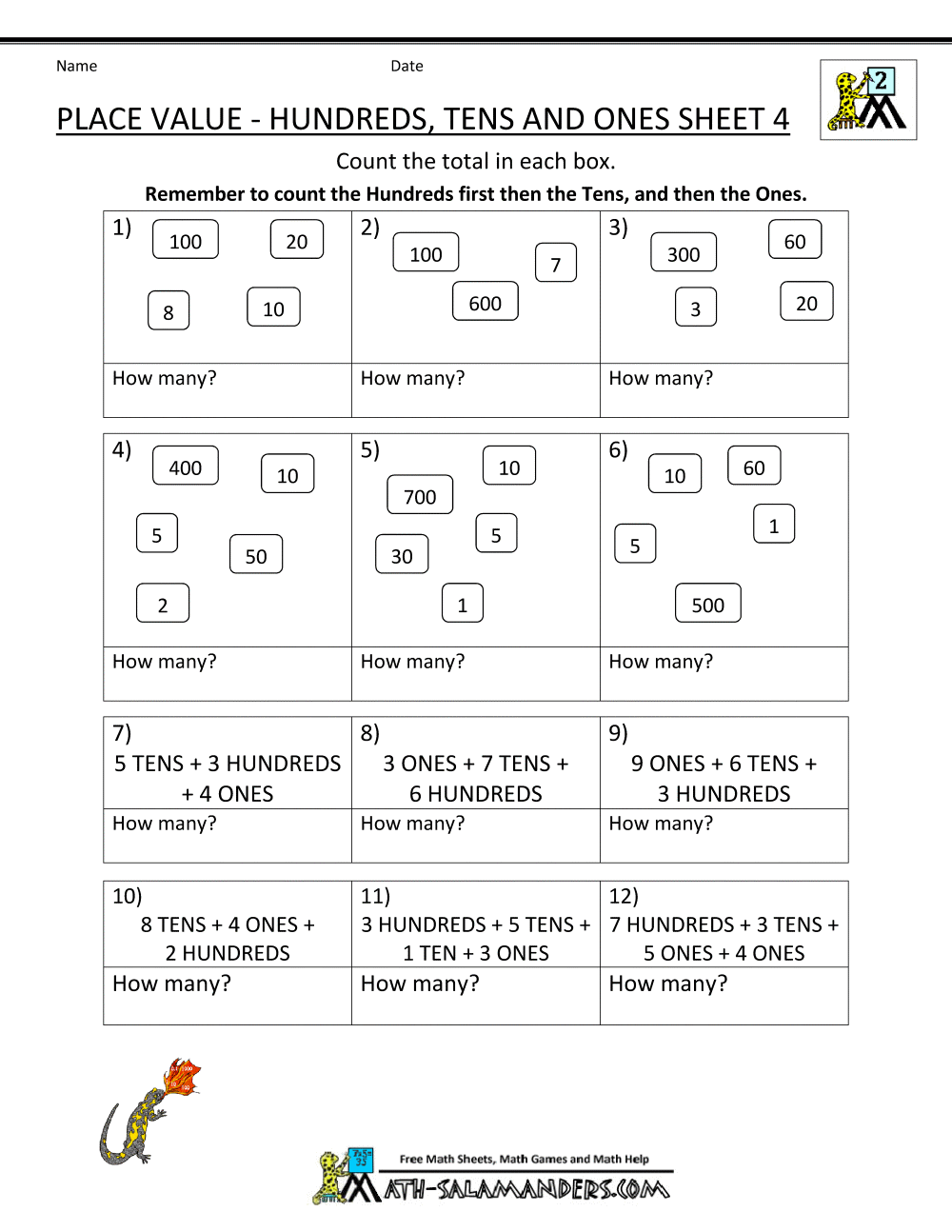 First grade math worksheet focusing on tens and ones place value practice