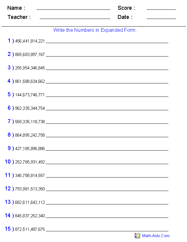 Place Value Test Worksheet for Second Grade Math Assessment 6 Second grade math worksheet featuring a place value test for hundreds tens and ones