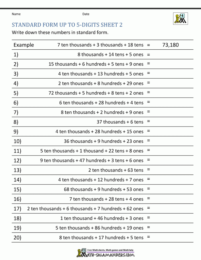 Second grade student solving a math problem on a place value practice test worksheet